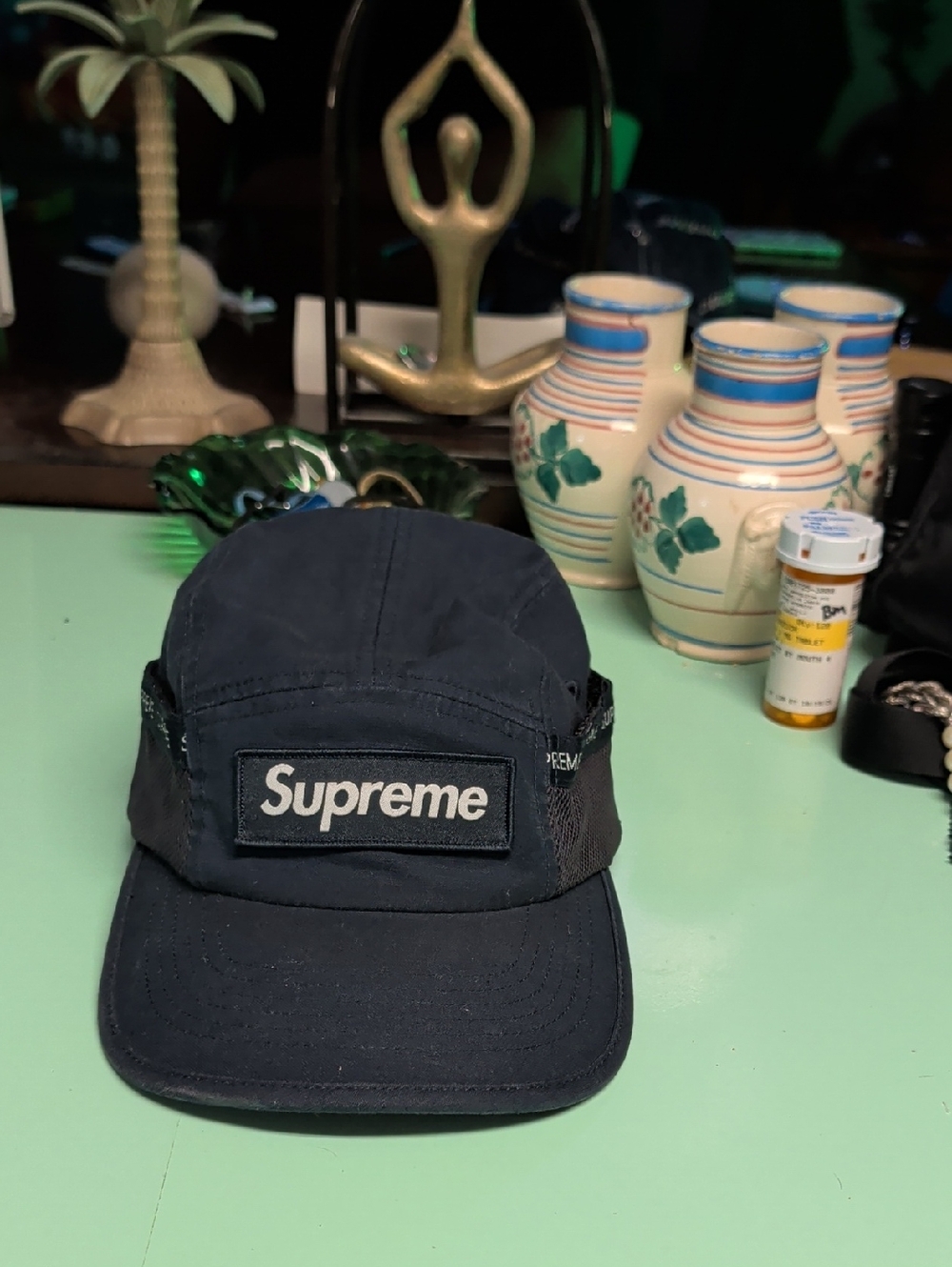 Supreme Navy Black 5-Panel Camp Cap